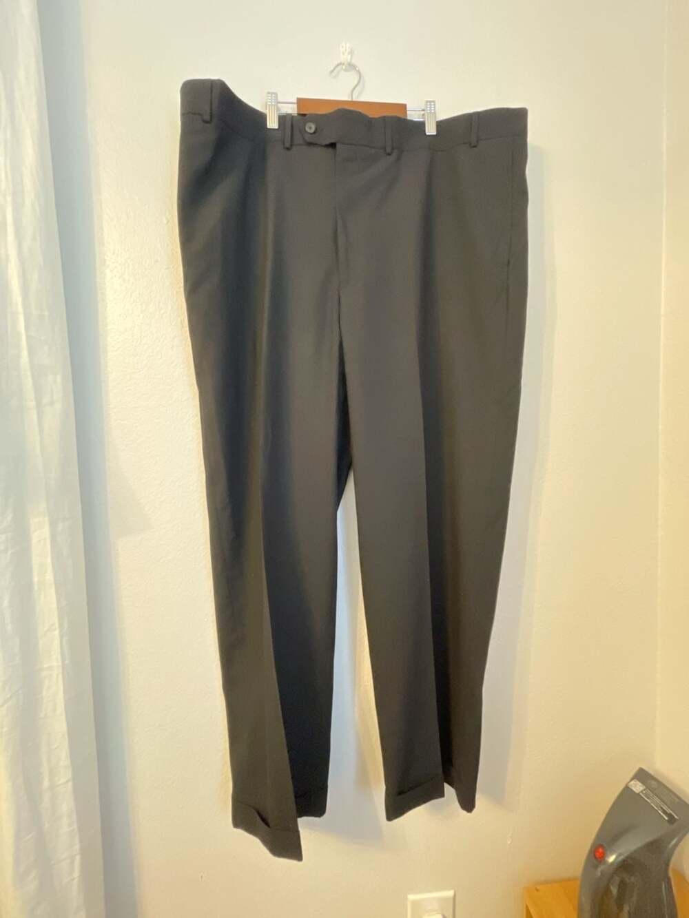Mens Black Dress Pants Slacks Flat Front Straight Leg
44x30